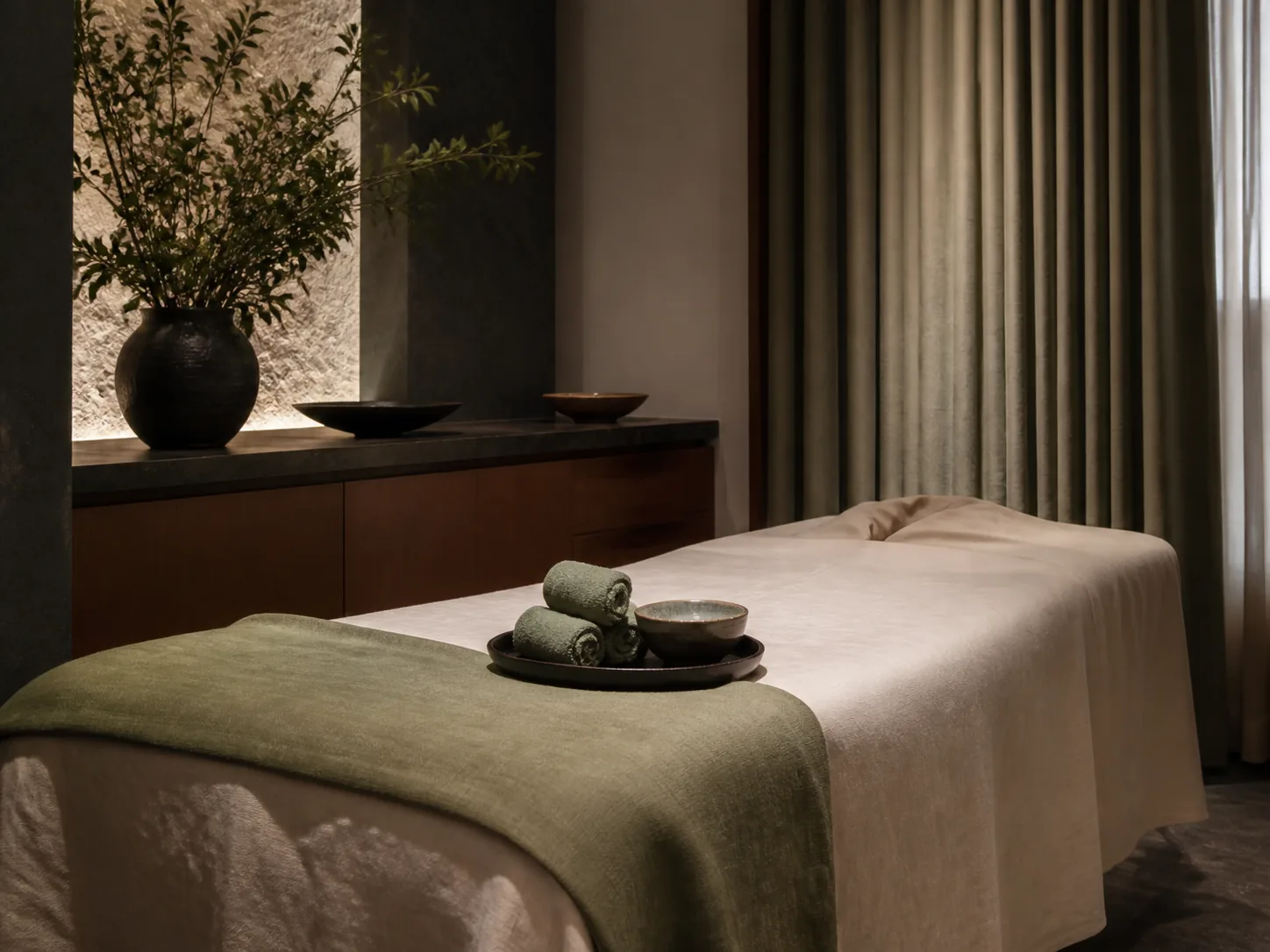 Illustrative preview of a prepared full body massage treatment room